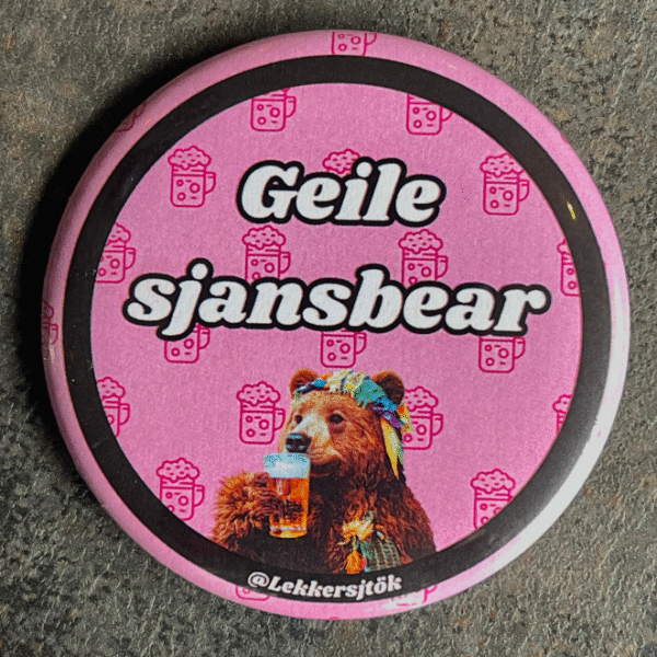 "Geile sjansbear" button - Vasteloavendj Button